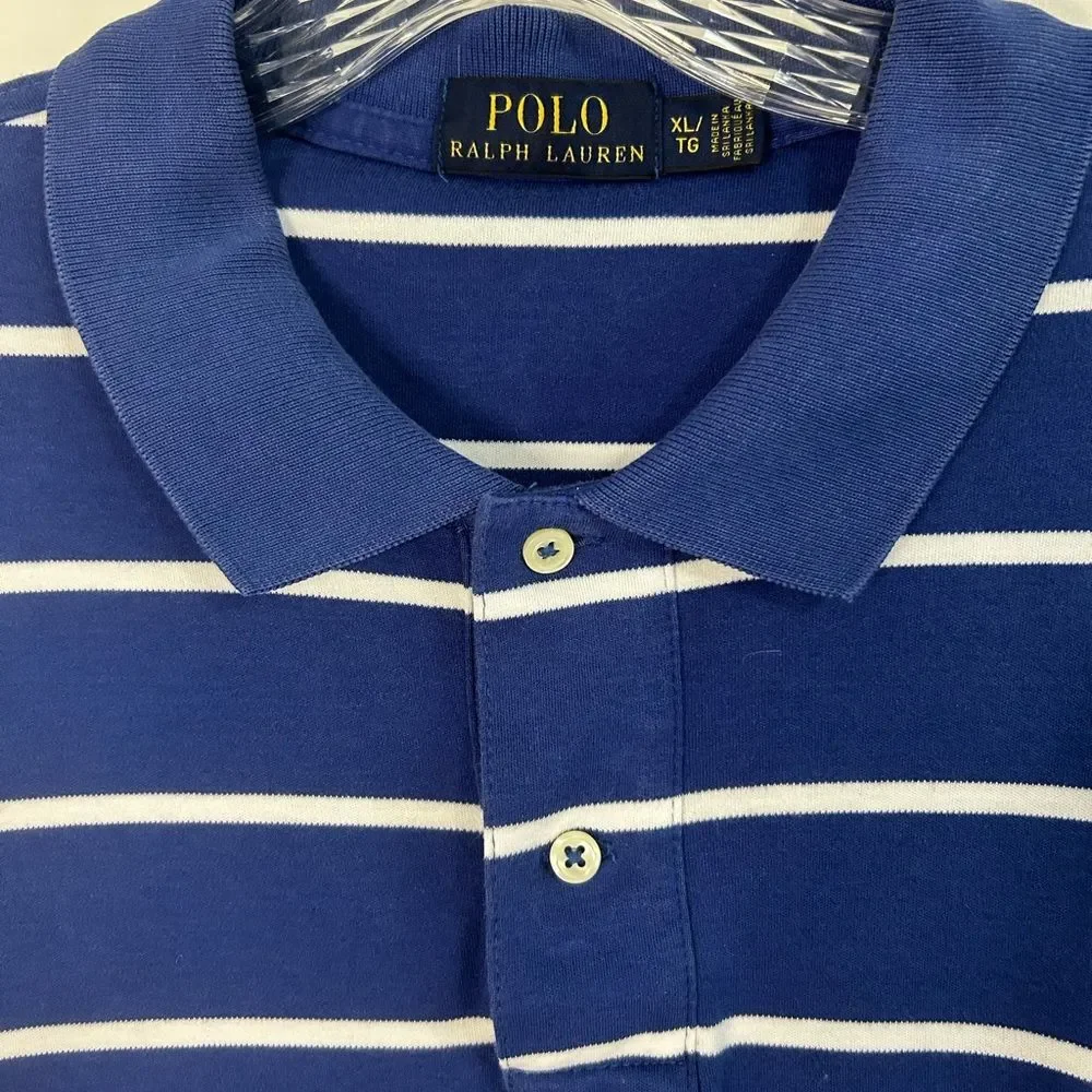 Ralph Lauren Blue and White Striped Polo Shirt